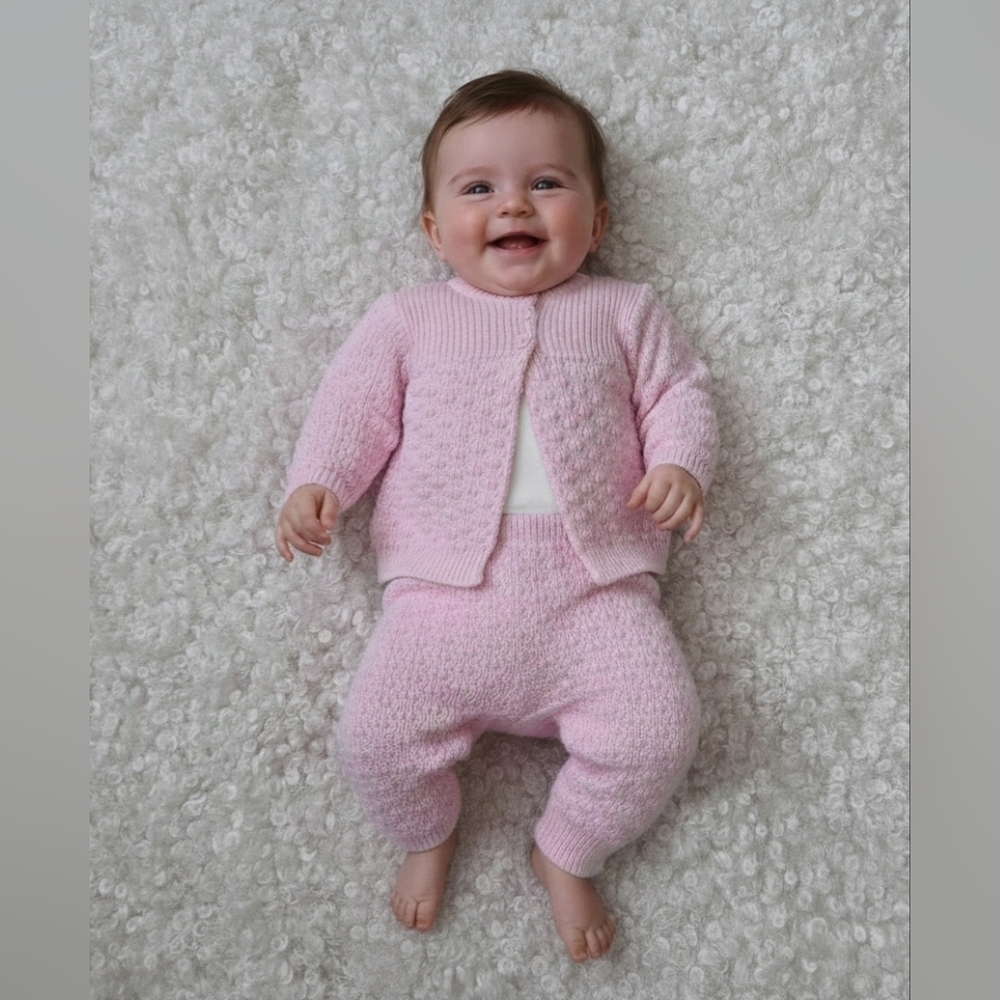 Tots Fifth Avenue Saks Baby Girl Cardigan Set  0-6 Months Pink Spring Easter